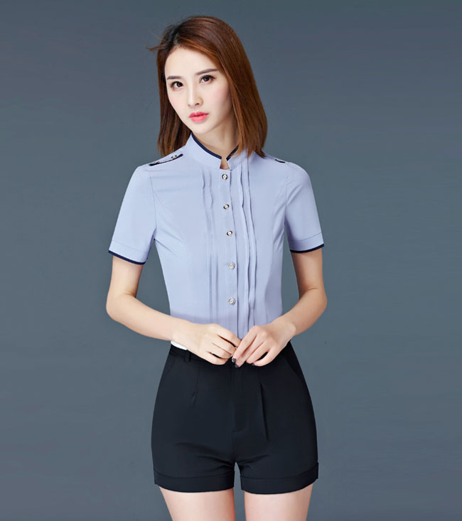 時(shí)尚灰色工作服女裝襯衫定制款式圖