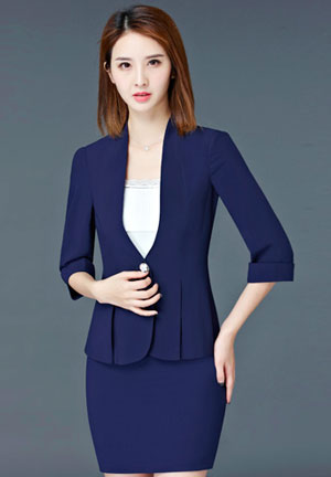 藍(lán)色營業(yè)員工作服定制款式圖