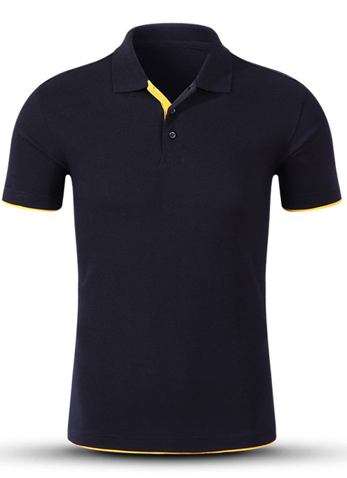 藏青色翻領短袖t恤衫定做