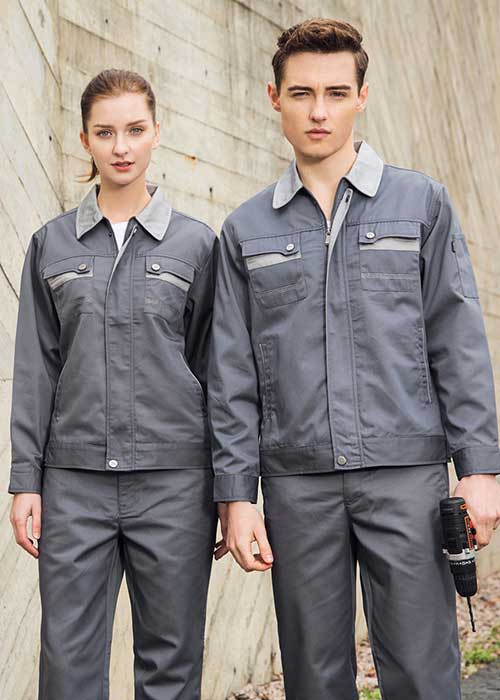 鐵灰色長袖勞保工作服現貨批發定做