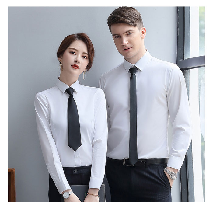 經(jīng)典商務白色職業(yè)長袖襯衫男女模特平面展示圖
